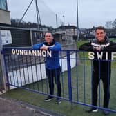 New Dungannon Swifts boss Dean Shiels pictured with chairman Keith Boyd