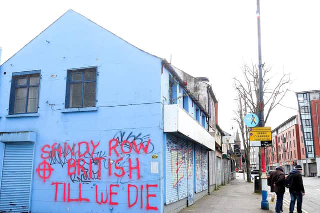Graffiti that appeared in the Sandy Row area of south Belfast this week. (Photo: Presseye)