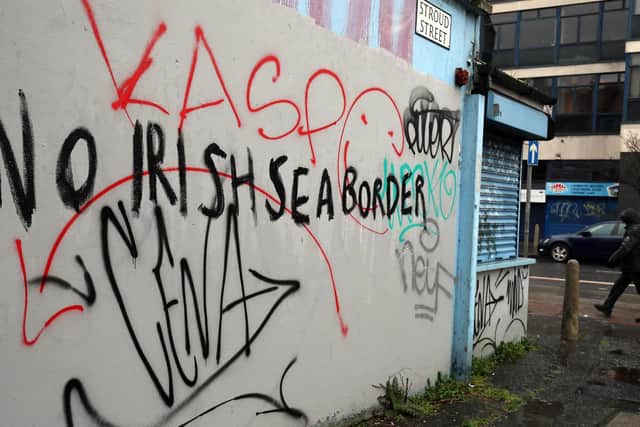 Anti-NI Protocol graffiti has appeared in many different parts of Northern Ireland in the last couple of weeks.