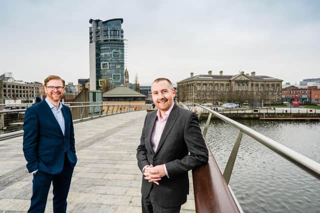 Simon Hamilton, CEO of Belfast Chamber and Dawson McConkey, head of Carson McDowell’s real estate team
