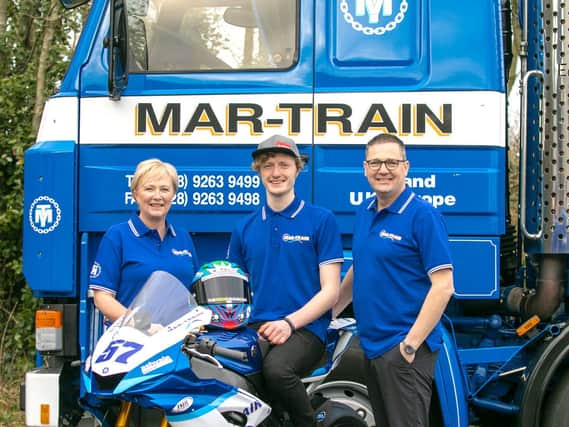 Mar-Train Racing team owners Tim and Sonya Martin with British Supersport hopeful Korie McGreevy. Picture: Baylon McCaughey.