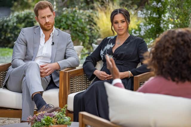 Prince Harry and Meghan, The Duke and Duchess of Sussex with Oprah Winfrey