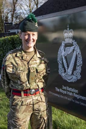 Corporal Natalie Bowman from Co Armagh who has been serving for eight years with 2 Royal Irish
