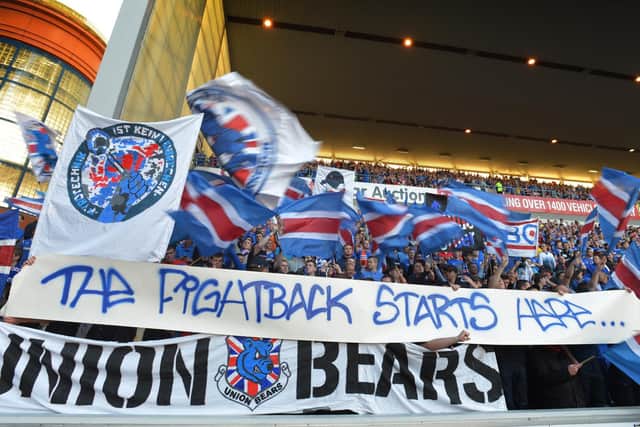 Rangers fans pictured at Ibrox in a game against East Fife on August 7, 2012