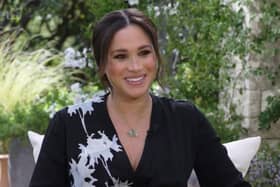 Screen grab photo supplied by ITV Hub courtesy of Harpo Productions/CBS showing the Duchess of Sussex during her interview with Oprah Winfrey