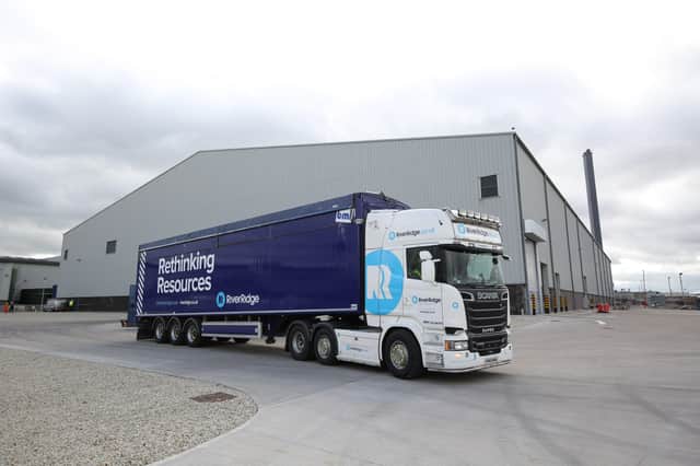 One of RiverRidge Scania lorries leaving the Full Circle Generation facility in Belfast