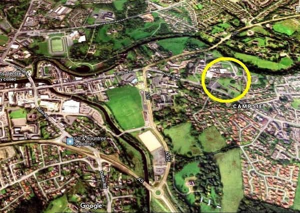 Map of Omagh, with the area of development circled