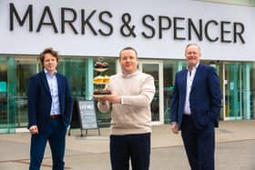 Pictured launching the new product are JP Lyttle, Commercial Director at Genesis Bakery, JP McShane, M&S Lisburn Store Manager and Paul Allen, Executive Chairman at Genesis Bakery