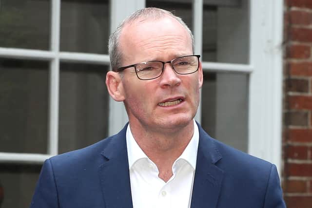 Simon Coveney speaking at Stormont in 2019.