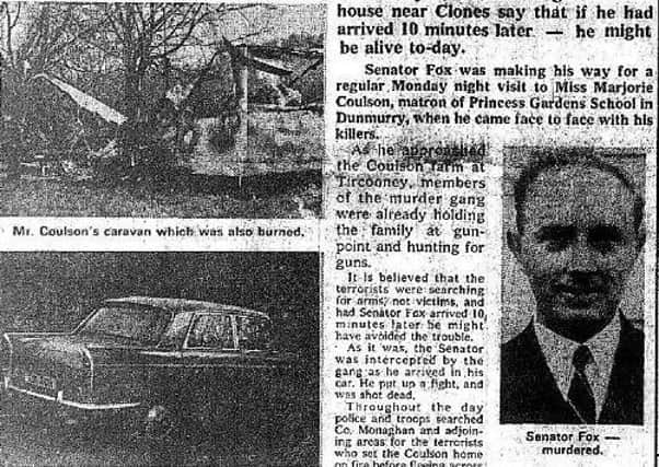 News Letter report of the Senator Billy Fox murder