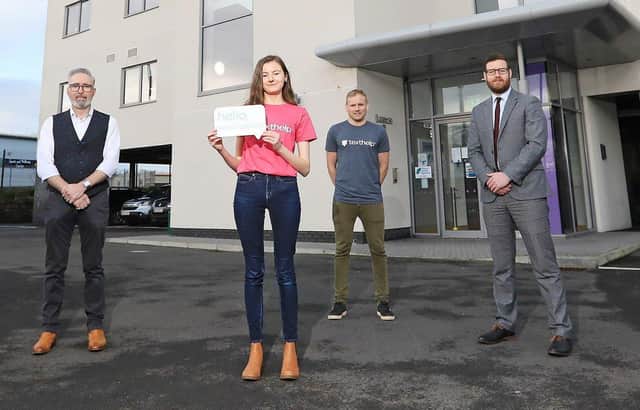 Martin McKay, CEO at Texthelp, Laura Nixon, Apprentice Social Media Specialist at Texthelp, Andrew McDermott, HR Officer at Texthelp and  Aidan Sloane, Head of the Centre for Skills and Apprenticeships at Belfast Met