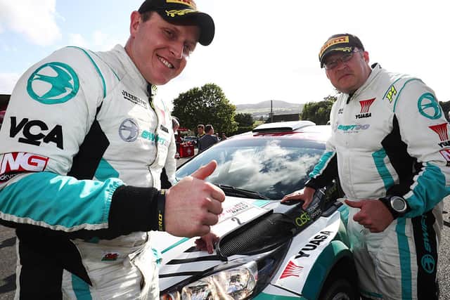 Matt Edwards (L) and Patrick Walsh earned an important British Rally Championship win at the Ulster Rally in 2019 – a result that paved the way for Edwards to clinch a second title. Credit: Jakob Ebrey.