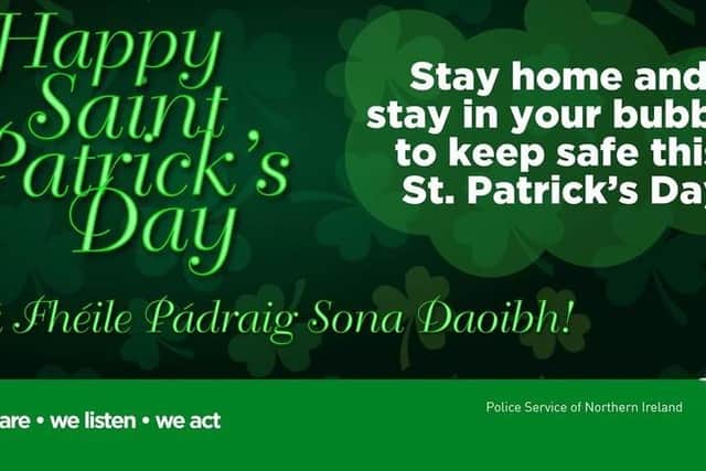 Happy Saint Patrick's Day message from the PSNI