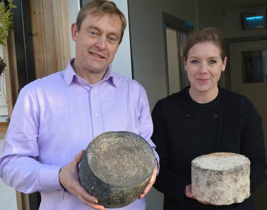 Cheese pioneers Kevin and Julie Hickey of Dart Mountain in the Sperrins with some of the existing cheeses