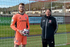 Derry City goalkeeper Nathan Gartside and goalkeeping coach Declan McIntyre. Picture courtesy George Sweeney