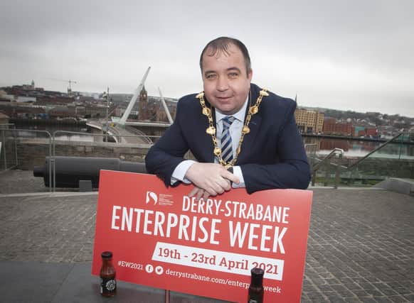 Mayor of Derry City and Strabane District Council, Councillor Brian Tierney, launching Enterprise Week Derry Strabane 2021