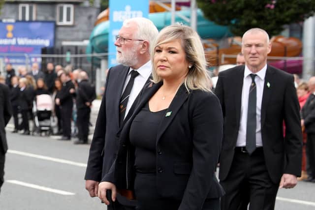 Michelle O'Neill at Bobby Storey's funeral, June 30, 2020