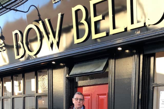 Denis Waterworth outside Bow Bells café and deli in Donaghadee