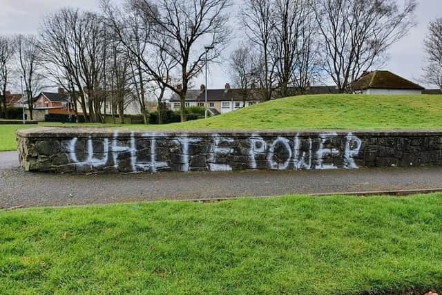 Some of the graffiti which has appeared in Moat Park