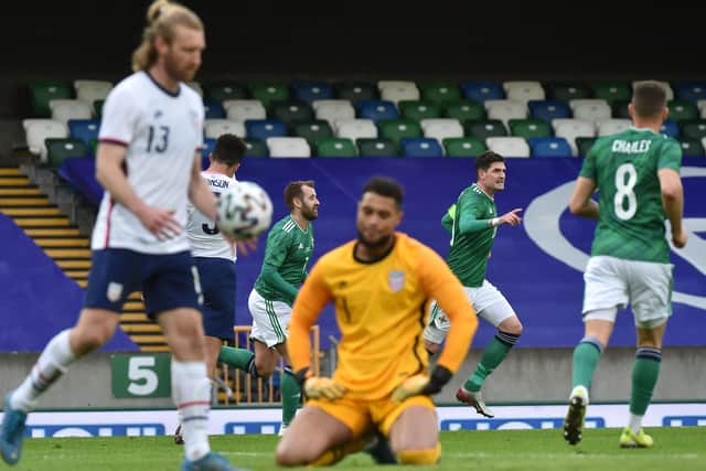 Niall McGinn scored a superb late goal for Northern Ireland against USA. Pic by Pacemaker.