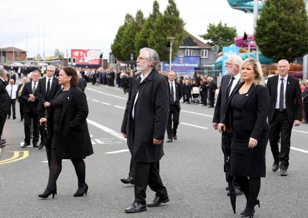 Michelle O’Neill and other top republicans at IRA man Bobby Storey’s funeral
