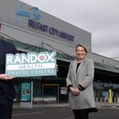 George Best Belfast City Airport’s Operations Manager, Judith Davis, is joined by David Adamson, Regional Manager at Randox Laboratories, to announce the creation of a new in-terminal, COVID-19 testing centre