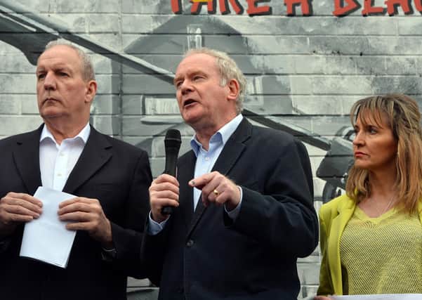 Bobby Storey, seen with Martin McGuinness and Martina Anderson in 2014, was a part of the IRA terror campaign, a jailbreaker, a bank-robber. Picture Pacemaker
