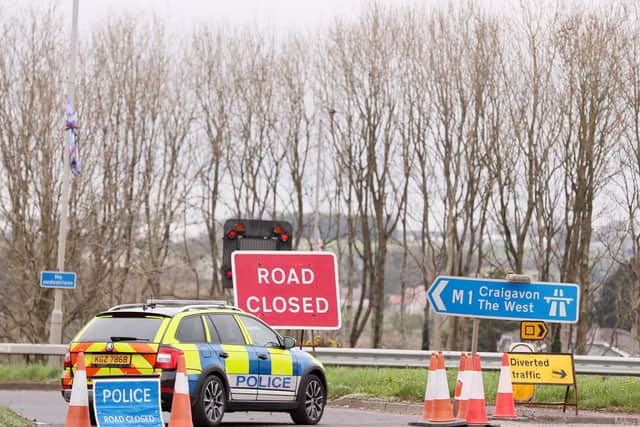 Press Eye - Belfast - Northern Ireland - 31st March 2021

The scene on the M1 near Moria, Co. Down, where a man in his 20s died following a three vehicle collision on Wednesday morning. 

Picture by Jonathan Porter/PressEye
