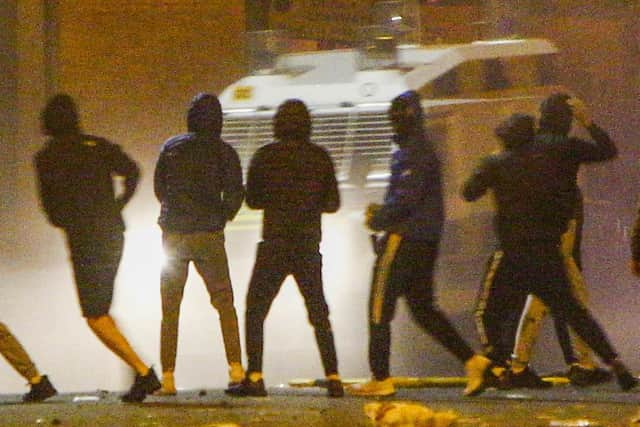 Youths riot in the Sandy Row area in Belfast on Friday night