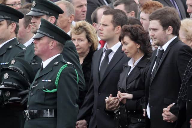 Funeral of PSNI constable Ronan Kerr killed in an under-car bomb attack in 2011 in Omagh.