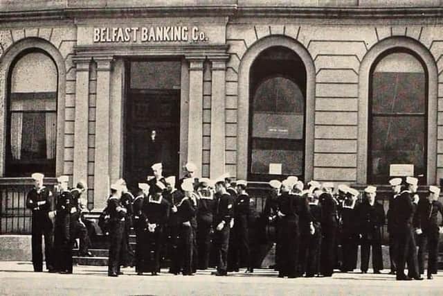 Pay day for U.S. ersonnel at a Belfast bank