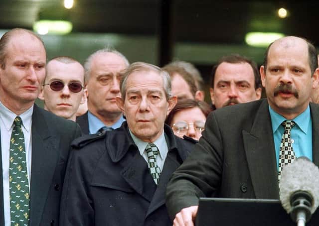 Loyalists supported the Belfast Agreement. Pictured are PUP leader David Ervine, right, Hugh Smyth, centre, and Billy Hutchison, left, at Stormont, after its signing in 1998. Good dialogue with Dublin was central to getting agreement. Photo: Brian Little/PA Wire