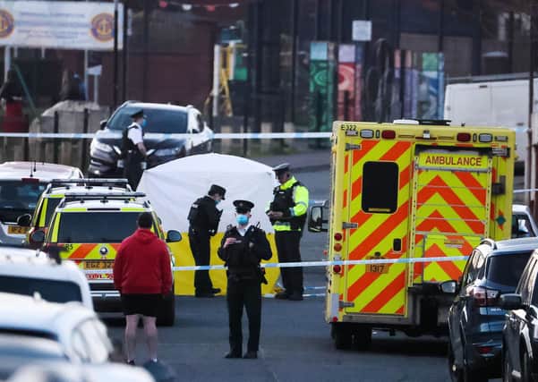 The scene of the crash in the Ballymurphy area of west Belfast on Saturday evening