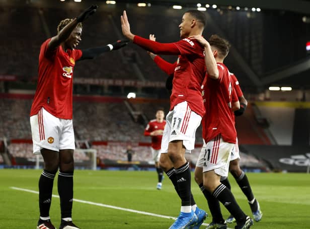 Manchester United's Mason Greenwood celebrates scoring at the weekend.  Photo: Phil Noble/PA Wire.
