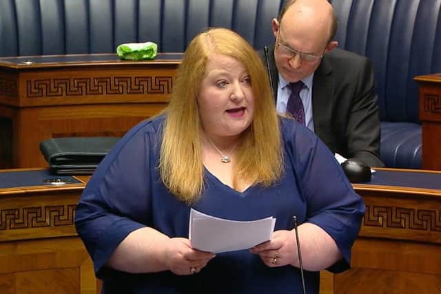 Naomi Long speaking in the Assembly