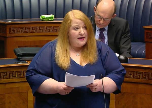 Naomi Long speaking in the Assembly today