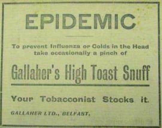 Snuff advertisement in The News Letter, June July 1918