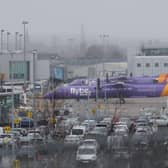 Flybe planes parked at Belfast City - the collapse of the airline threatens jobs at the airport