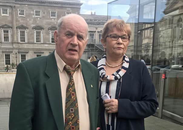 Breege and Stephen Quinn at Leinster House in Dublin where they met Irish political parties