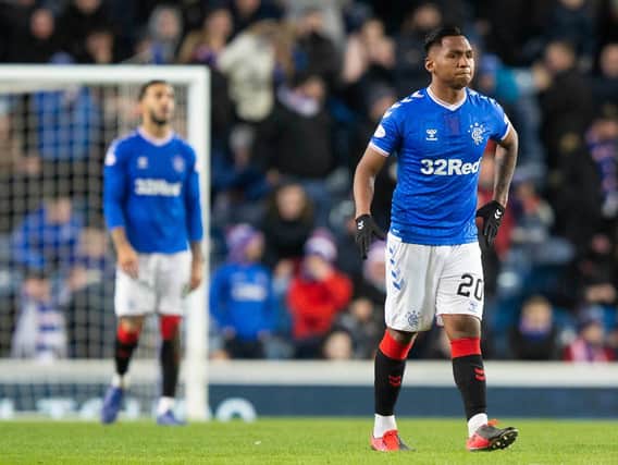 Rangers Alfredo Morelos appears dejected after the game