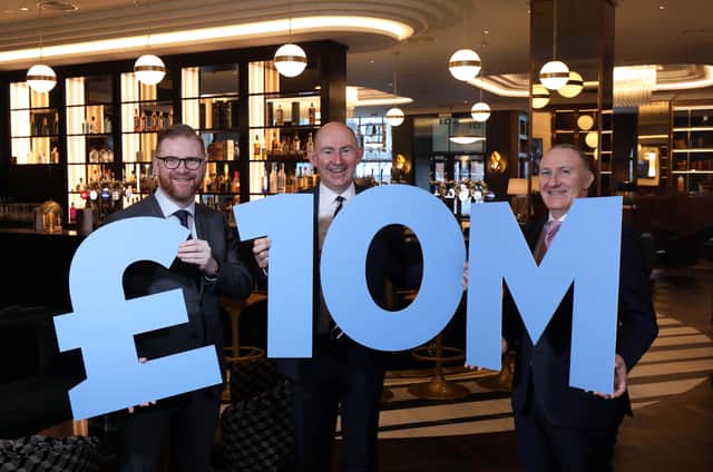 Pictured are Simon Hamilton, CEO Belfast Chamber of commerce and Trade, Mark Walker, GM Hilton Belfast and Gerry Lennon, CEO Visit Belfast