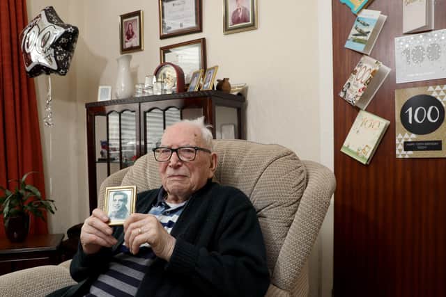 Teddy Dixon at home in East Belfast ahead of his 100th birthday on May 8. Photo: Laura Davison/Pacemaker Press