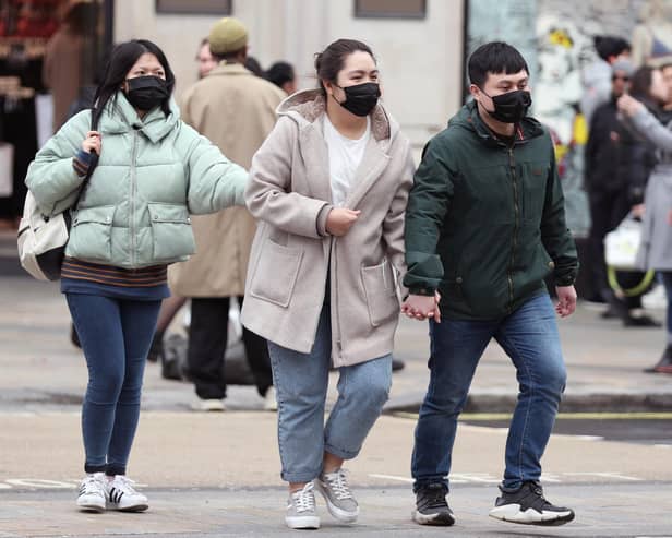 People wearing face masks in central London