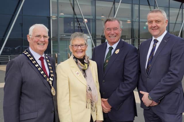 Billy Martin, RUAS President, Christine Adams, RUAS Deputy President, Dr. Alan Crowe, RUAS Chief Executive and Trevor Lockhart, Group Chief Executive of Fane Valley Co-operative following the Annual Meeting on Friday 6 March 2020