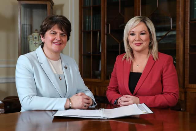 First Minister Arlene Foster with deputy First Minister Michelle O'Neill