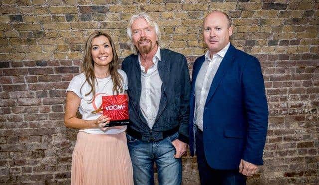 Lauren with Sir Richard Branson, who she met at the Virgin Voom awards after winning the Paypal International Award