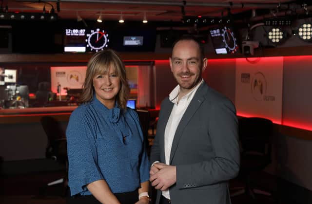 Broadcasters Tara Mills and Declan Harvey