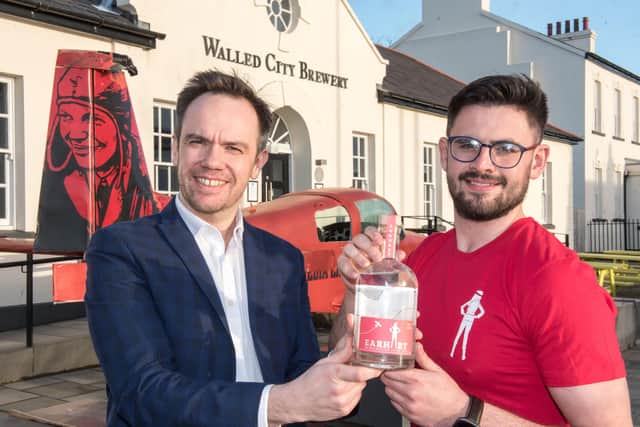 James Huey of Walled City Brewery in Derry, the entrepreneur behind the development of the new Amelia Earhart, pictured with Josh Kyle, the R&D scientist involved in the gin