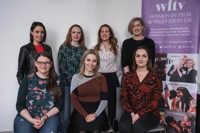 Pictured at the launch of the WFTV NI inaugural mentoring scheme, sponsored by Netflix are mentees (l to r, back row) Milène Fegan, Dee Harvey, Karen Donnelly and Niamh Minihan with (front row) Margaret McGoldrick, Sarah McCaffrey, WFTV NI Mentoring Scheme Producer and Grace Sweeney