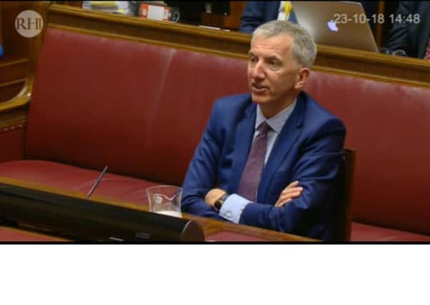 Mairtin O' Muilleoir giving evidence to the RHI inquiry in Octoberr 2018